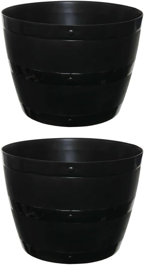 Whisky Barrel Garden Planter | Wood Grain Effect Outdoor Plastic Plant Pot