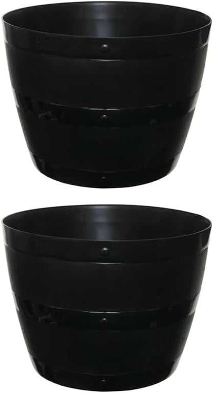 Whisky Barrel Garden Planter | Wood Grain Effect Outdoor Plastic Plant Pot