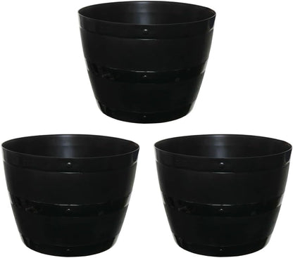 Whisky Barrel Garden Planter | Wood Grain Effect Outdoor Plastic Plant Pot