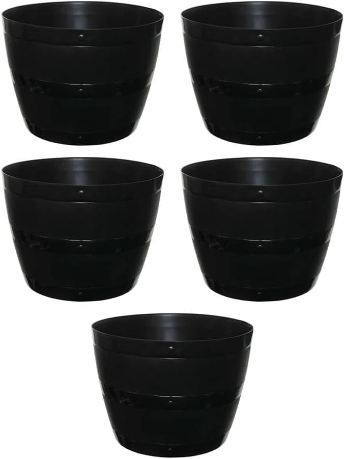 Whisky Barrel Garden Planter | Wood Grain Effect Outdoor Plastic Plant Pot