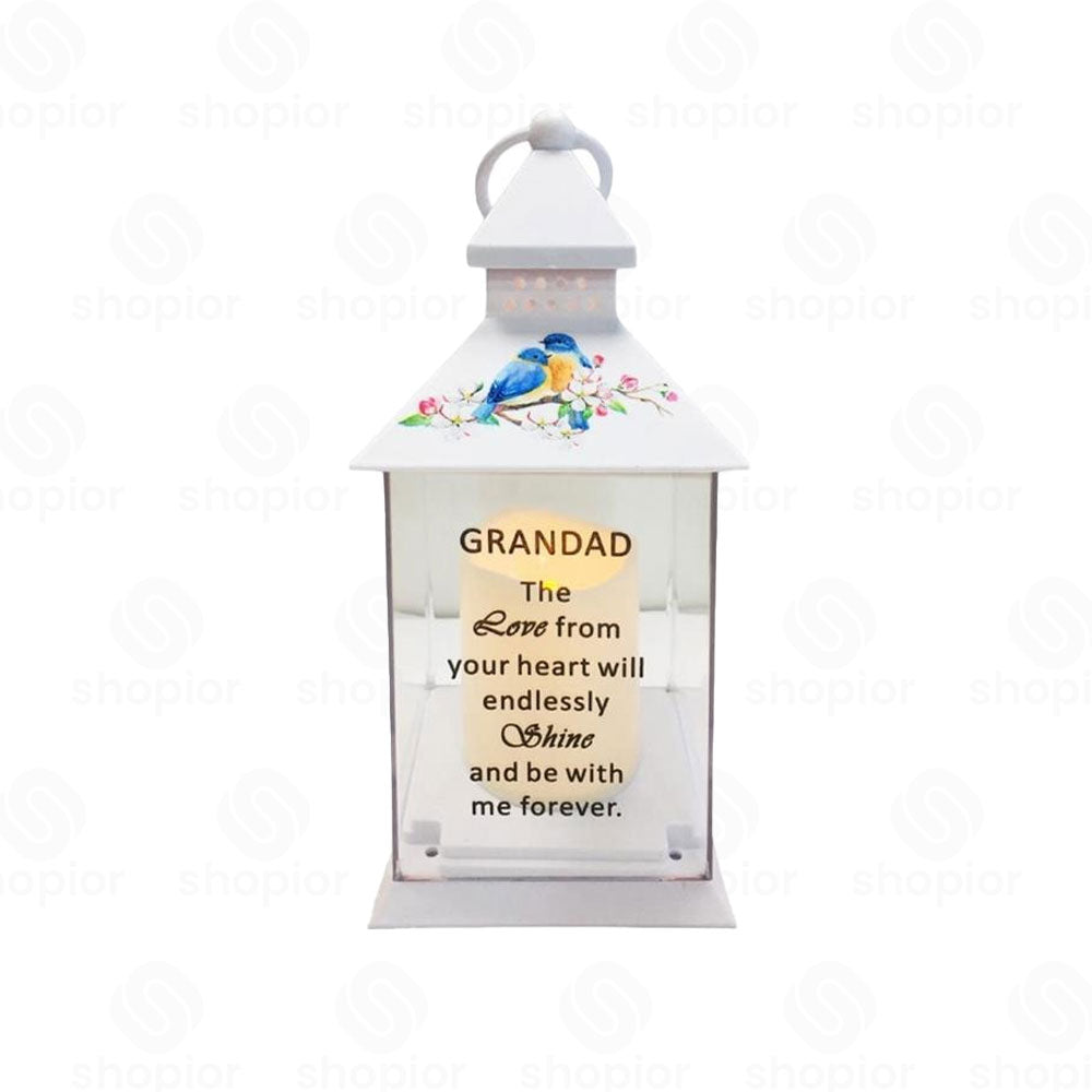 Memorial Lantern Lightup Graveside – Bird Floral Design with LED Candle Glow