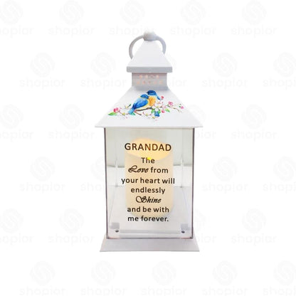 Memorial Lantern Lightup Graveside – Bird Floral Design with LED Candle Glow