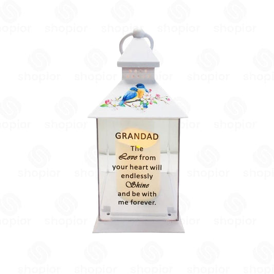 Memorial Lantern Lightup Graveside – Bird Floral Design with LED Candle Glow