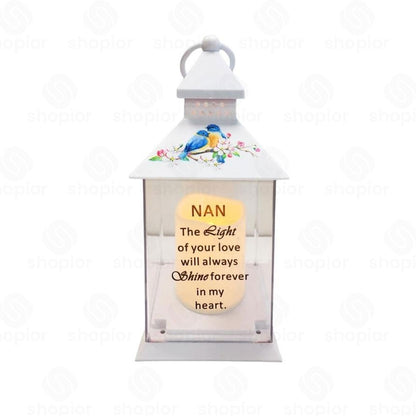 Memorial Lantern Lightup Graveside – Bird Floral Design with LED Candle Glow
