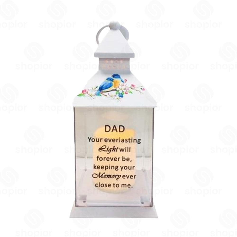 Memorial Lantern Lightup Graveside – Bird Floral Design with LED Candle Glow