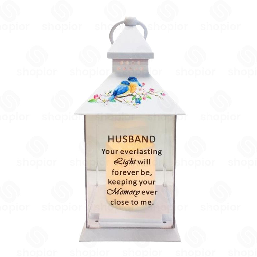 Memorial Lantern Lightup Graveside – Bird Floral Design with LED Candle Glow