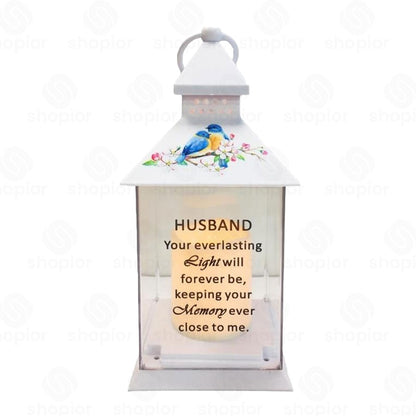 Memorial Lantern Lightup Graveside – Bird Floral Design with LED Candle Glow