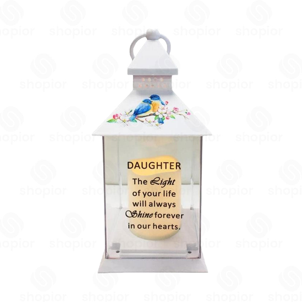 Memorial Lantern Lightup Graveside – Bird Floral Design with LED Candle Glow