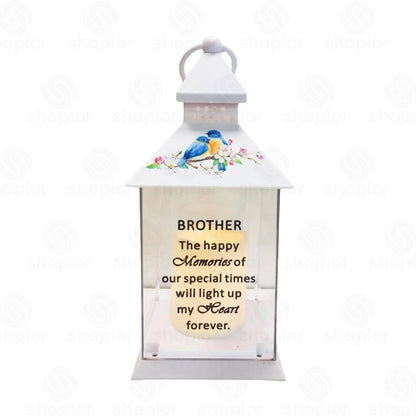 Memorial Lantern Lightup Graveside – Bird Floral Design with LED Candle Glow
