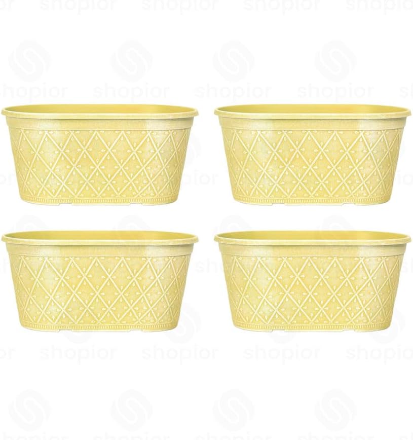 Powdered Whitewashed Trough Window Box – Decorative Plastic Outdoor Planter