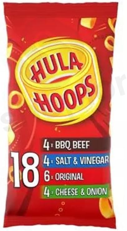 Hula Hoops Crisps Variety | BBQ, Cheese & Onion, Original, Ready Salted, Salt & Vinegar