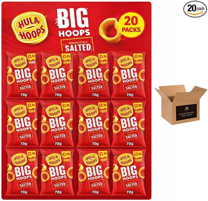 Hula Hoops Crisps Variety | BBQ, Cheese & Onion, Original, Ready Salted, Salt & Vinegar