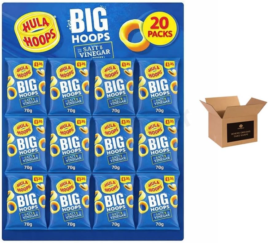 Hula Hoops Crisps Variety | BBQ, Cheese & Onion, Original, Ready Salted, Salt & Vinegar