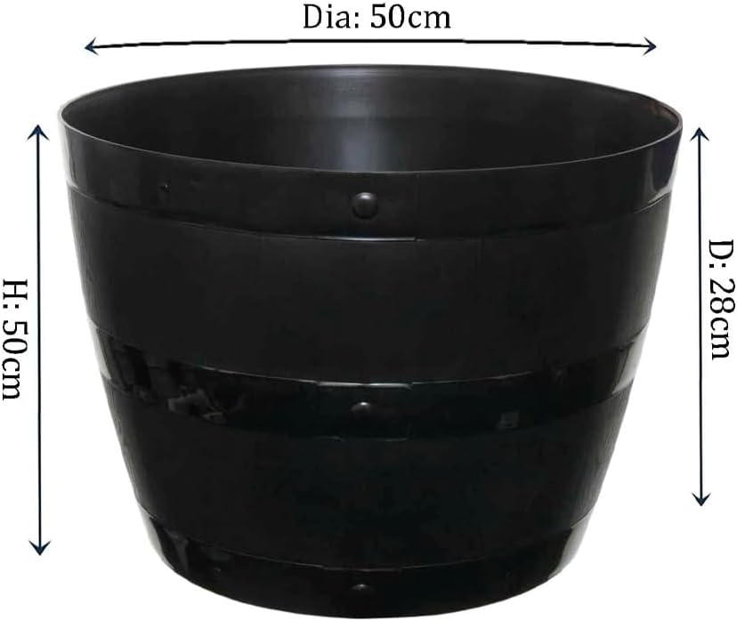 Whisky Barrel Garden Planter | Wood Grain Effect Outdoor Plastic Plant Pot