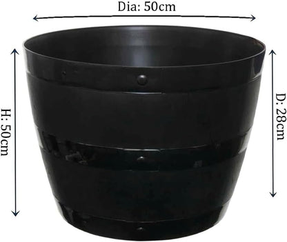 Whisky Barrel Garden Planter | Wood Grain Effect Outdoor Plastic Plant Pot