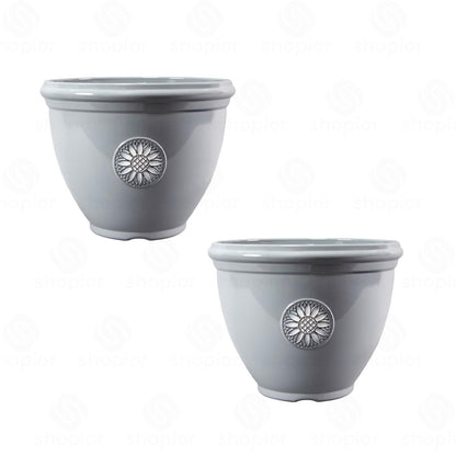 Sunflower Planter 30.5cm Lead Grey | Decorative Indoor & Outdoor Flower Pot