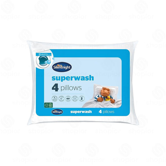 Silentnight Superwash Pillows 4 Pack | Premium Bed Pillow Medium Support | Hypoallergenic, Washable