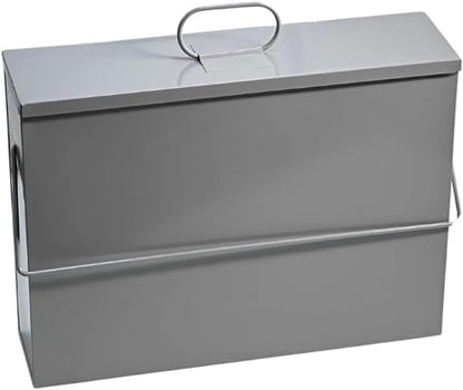 Fireside Ash Carrier Metal Tidy Box – Galvanised Black/Grey/Silver – Hot Ash Bucket Bin with Lid & Handle – Fireplace & Wood Burner Ash Pan Container