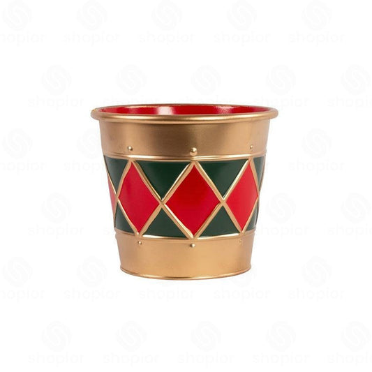 Jester Metal Christmas Planter Collection | Festive Tin Pail & Trough Flower Pots