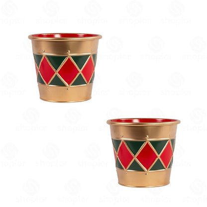 Jester Metal Christmas Planter Collection | Festive Tin Pail & Trough Flower Pots