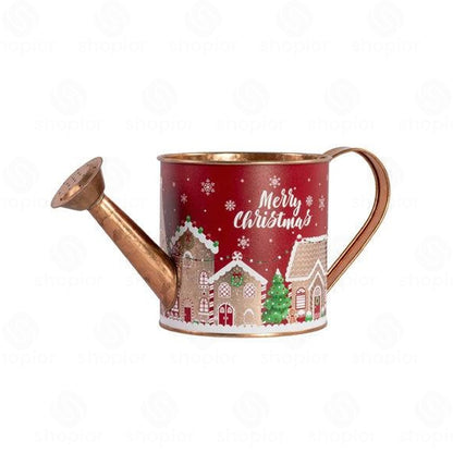 Merry Christmas Metal Planter Collection | Festive Tin Pail, Trough & Watering Planters