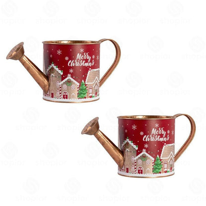 Merry Christmas Metal Planter Collection | Festive Tin Pail, Trough & Watering Planters
