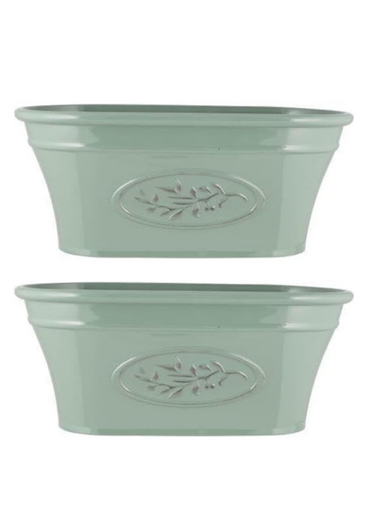 shopior Classic Olive Plastic Planter Trough for Gardening – Flowers Pot with Glossy Finish Weatherproof Plant Pot with Drainage Holes – Gardens, Balconies & Windowsills | 38cm (38cm-Green, Pack 2)