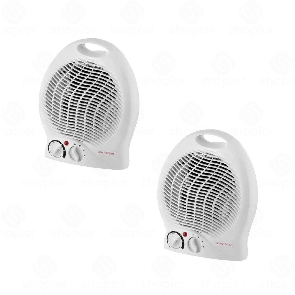 2KW Portable Electric Fan Heater | Adjustable Thermostat | 2 Heat Settings & Cool Fan | Overheat Protection | Compact Upright Heater | White