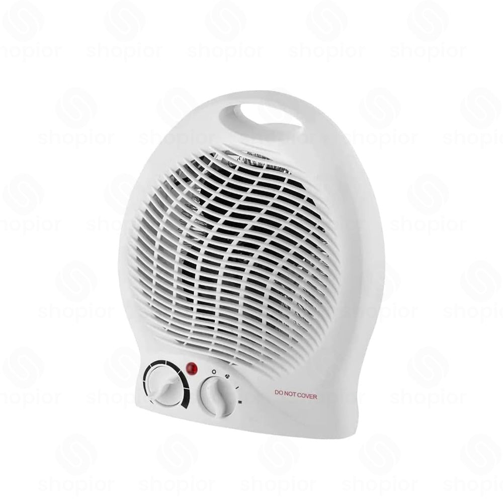 2KW Portable Electric Fan Heater | Adjustable Thermostat | 2 Heat Settings & Cool Fan | Overheat Protection | Compact Upright Heater | White