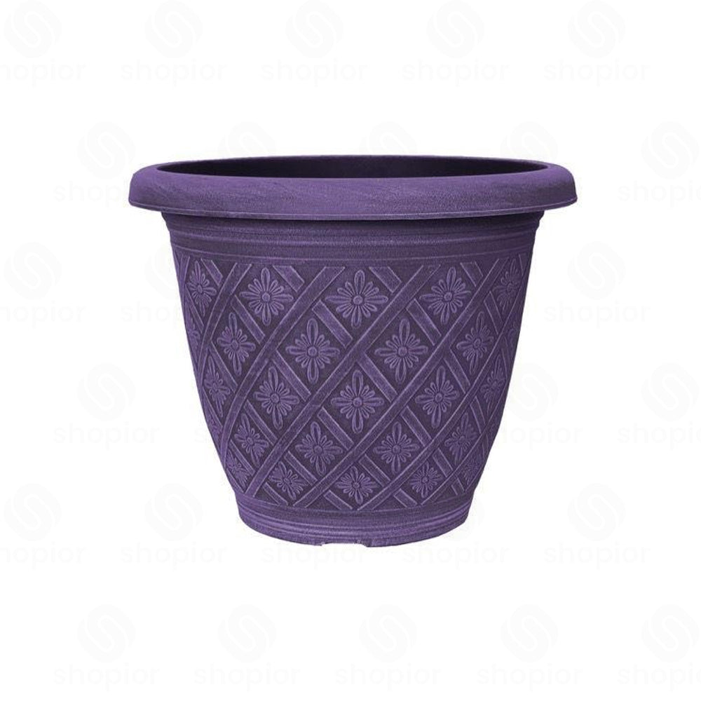 Woven Blossom Planter 16 Inch – Decorative Indoor Outdoor Plastic Plant Pot