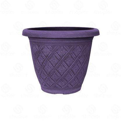 Woven Blossom Planter 16 Inch – Decorative Indoor Outdoor Plastic Plant Pot