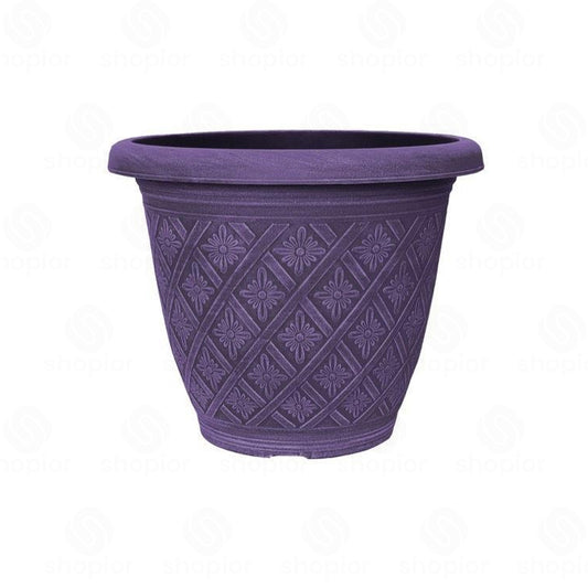 Woven Blossom Planter 16 Inch – Decorative Indoor Outdoor Plastic Plant Pot