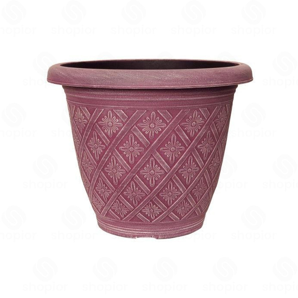 Woven Blossom Planter 16 Inch – Decorative Indoor Outdoor Plastic Plant Pot