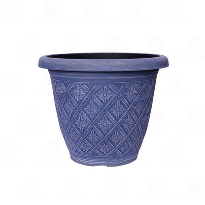 Woven Blossom Planter 16 Inch – Decorative Indoor Outdoor Plastic Plant Pot
