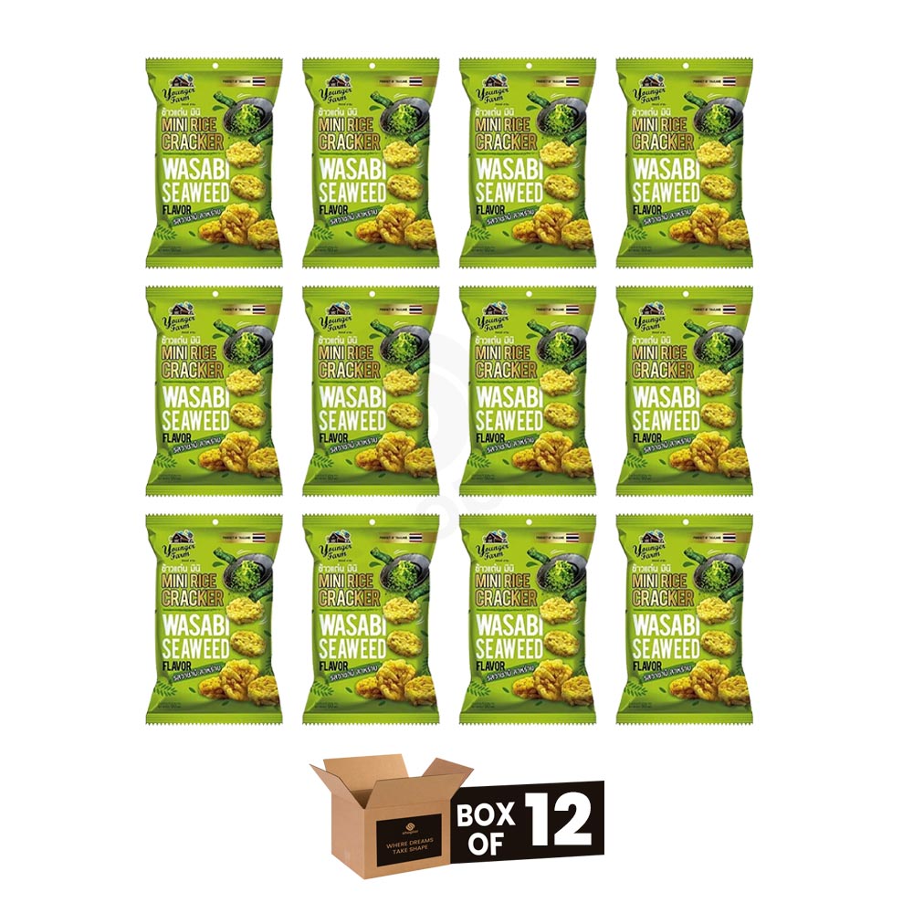 Younger Farm Mini Rice Crackers Variety – Halal Thai Sticky Rice Snacks, Crunchy Asian Rice Cracker