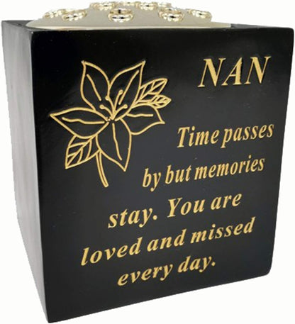 David Fischhoff Memorial Black Rose Bowl with Gold Wording Graveside Flower Vase (Black & Gold - Lily, Son)