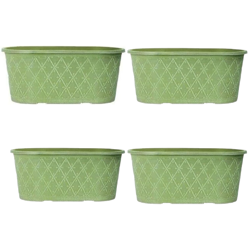 Powdered Whitewashed Trough Window Box 42cm – Decorative Plastic Outdoor Planter with Drainage Holes – Weatherproof Plastic Outdoor Planter with Drainage Holes Flower Pot for Gardens (1, Pink)