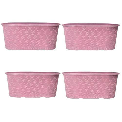 Powdered Whitewashed Trough Window Box 42cm – Decorative Plastic Outdoor Planter with Drainage Holes – Weatherproof Plastic Outdoor Planter with Drainage Holes Flower Pot for Gardens (1, Pink)