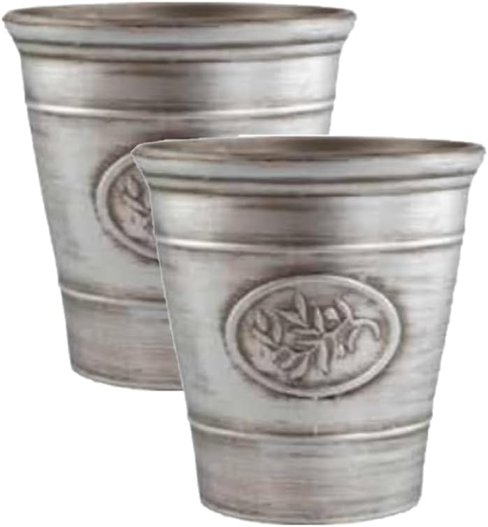 Metallic Effect Olive Plastic Planter for Gardening – Outdoor & Indoor Flowers Pot with Glossy Finish Weatherproof Garden Windowsills Home Plant Pot with Drainage Holes – (Dark Green, 30cm - Pack 4)