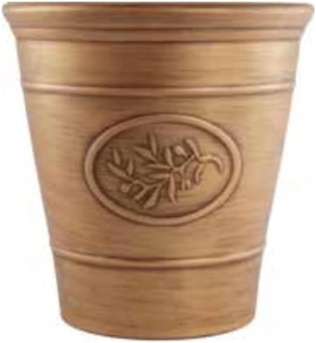 Metallic Effect Olive Plastic Planter for Gardening – Outdoor & Indoor Flowers Pot with Glossy Finish Weatherproof Garden Windowsills Home Plant Pot with Drainage Holes – (Dark Green, 30cm - Pack 4)