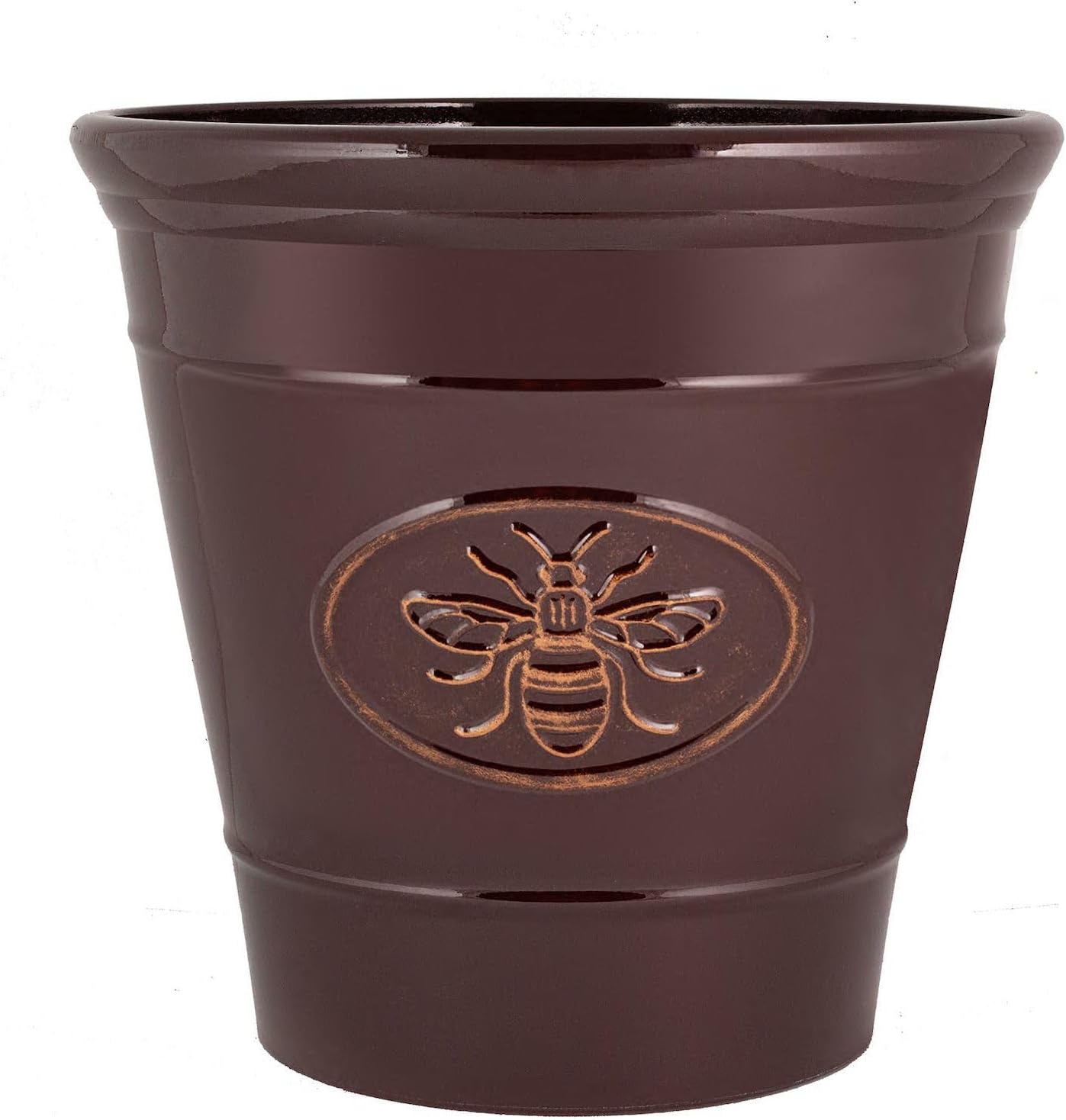 Metallic Effect Olive Plastic Planter for Gardening – Outdoor & Indoor Flowers Pot with Glossy Finish Weatherproof Garden Windowsills Home Plant Pot with Drainage Holes – (Dark Green, 30cm - Pack 4)